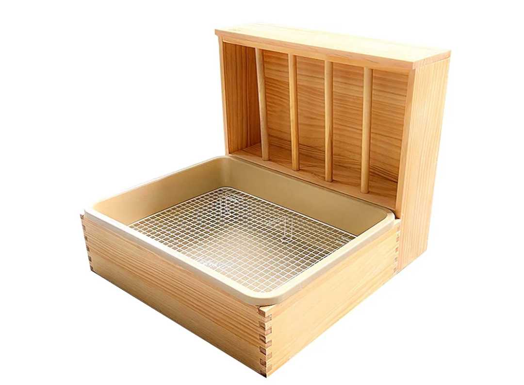 Wood Hay Feeder Bunny Hay Feeder Hay Container Cage Accessory Rabbit Grass Feeder Hay Holder Rack for Guinea Pig Bunny, Large
