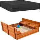 Kasla Sandbox Cover, Square Sandbox Cover Waterproof, Outdoor Toddler's Large Sand Box Covers for Sand Protection (Black, 61" L61" W8" H)