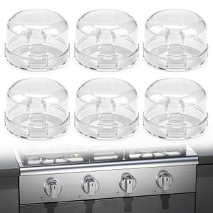 6-Pack Stove Knob Safety Covers - Gas Oven Knob Locks for Diameter Under 2.7 inch, Heat Resistant & Adhesive Base (Clear)