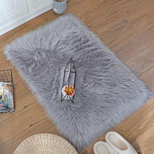 2 x Soft Faux Sheepskin Fur Rug Fluffy Fur Chair Cover Seat Pad Non-Slip Area Rug for Bedroom Living Room Floor Kids Room (Gray, 2x3 Feet Square)