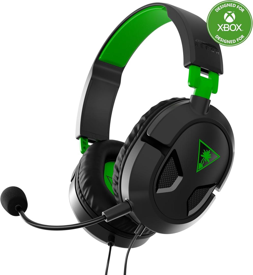 Turtle Beach Recon 50 Xbox Gaming Headset - Xbox Series X, Xbox Series S, Xbox One, PS5, PS4, PlayStation, Mobile & PC with 3.5mm - Removable Mic, 40mm Speakers (Black / Green)