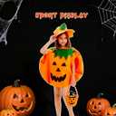 Halloween Kids Pumpkin Costume Set with Poncho, Hat and Treat Bag for Toddler Kids Youth (Orange)