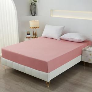 Bedding Full Fitted Sheet,Deep Pocket,Soft Microfiber,Shrinkage and Fade Resistant,Easy Care,1 Fitted Sheet Only,Blush