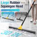 SOBONNE 30" Large Floor Squeegee Broom for Concrete Water Removal | Heavy Duty Double Rubber Water Squeegee/57" Long Handle for Tile Deck Bathromm Pool Warehouse Outdoor/Yellow