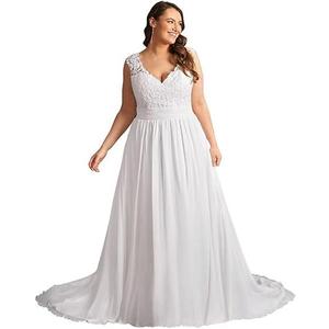 Elegant A Line Plus Size Wedding Dress for Women with Lace Applique Tulle Bridal Gown