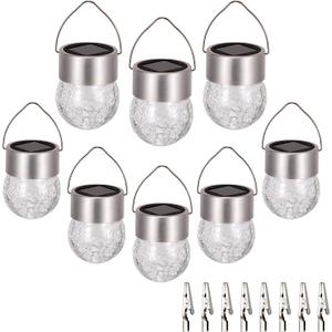 SUNWIND Hanging Solar Ball Lights Outdoor - 8 Pack Cracked Glass Decorative Garden Lights Waterproof Solar Lanterns for Yard, Patio, Fence, Tree, or Holiday Decoration(White)
