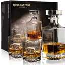 Square 25Oz Whiskey Liquor Decanter Set With 2 Glasses in Box,Decanter Set for Scotch Liquor,Whiskey Wine Decanter Suit for Men and Women Father Coworkers Lovers