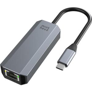 Minthouz 5Gbps USB-C to Ethernet Adapter, RJ45 to USB C 5 Gigabit LAN Network Adapter, Grey Aluminum Case Ethernet to USB Network Dongle Compatible with Laptops, Computers, MacBook, Surface and More