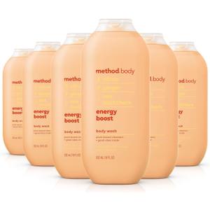 Method Body Wash, Energy Boost, Paraben and Phthalate Free, 18 oz (Pack of 6)