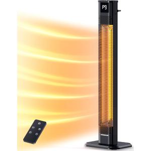 VAGKRI Outdoor Heater, 1s Instant Heating 42in Infrared Patio Heaters, 9 Heat Levels, 24H Timer, IPX5 Waterproof Electric Patio Heaters for Garden, Deck, Restaurant, Garage, Indoor & Outdoor Use