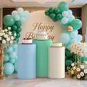 Cylinder Covers Set of 3, Cylinder Stand Covers for Parties,Round Pedestal Stand Covers for Cylinder Stands for Wedding Party Birthday Display(Cylinder Stands Not Included) (Beige Sky Blue Light Green, L+XL+XXL)