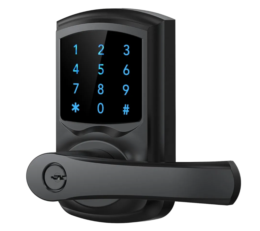 HIDALIFE Keyless Entry Door Lock with Keypad and Handle for Front Doors, Touchscreen Electronic Door Lock, Anti-peep Password, Auto-Locking, Matte Black