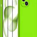 Dssairo Compatible with iPhone 15 Case,Upgrade Liquid Silicone,with 2 Screen Protector[Enhanced Camera Protection][Scratch-resistant soft microfiber lining]Slim Cover Phone Cases (Fluorescent Green)