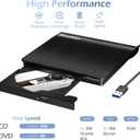 Rioddas External CD/DVD Drive for Laptop, USB 3.0 CD DVD Player Portable +/-RW Burner CD ROM Reader Writer Disk Duplicator Compatible with Laptop Desktop PC Windows Apple Mac Pro MacBook Linux