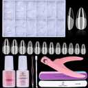Almond Fake Nail Tips Medium: 600Pcs Full Cover Nail Tips for Acrylic Nails Professional Clear Nail Tip with Nail Glue Remover & Glue Acrylic False Nail Clippers Art Nail Extension Kit for Home Salon