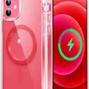 FNTCASE for iPhone 12 Clear Case: for iPhone 12 Pro Magnetic Military Grade Drop Protection Anti Yellowing Cell Phone Cover - Rugged Durable Shockproof Protective Bumper(Red)