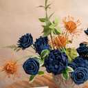 Ling's moment Artificial Flowers Fake Roses Faux Foam Peony Combo for DIY Wedding Bouquets Centerpieces Arrangements Bridal Shower Party Home Decorations, Navy Blue, 24pcs
