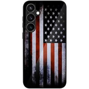 Tnarru for Samsung Galaxy S24+ Case [Support Wireless Charging] Hard PC Back & Soft TPU Non-Slip Sides Scratchproof Protective Cover Slim Thin Case for Samsung Galaxy S24 Plus American Flag