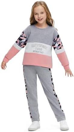 PATPAT Little Girls Clothes Crew Neck Leopard Color Block Sweatshirt and Leggings Girls Outfits, Size: 5-6 Years
