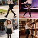 VINICUNCA Girls Fake Translucent Tights, School Uniform Leggings Under Dress Dance Stockings for Kids (Black)