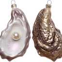 Hand Blown Glass Oyster Ornament for Christmas Tree