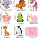 JIALWEN Valentines Day Cards for Kids 96 Pack with 32 Kids Animal Theme Valentine Cards, 32 Pink Gift Envelopes, 32 Animal Stickers Kids Valentines Day Cards School Classroom Party Exchange Gifts