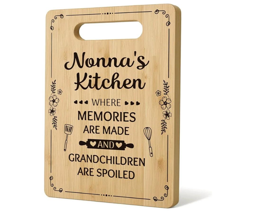 Nonna Gifts Cutting Board Chopping Board, Nonna Gifts from Grandkids, Gifts for Nonna Grandma, Grandma Kitchen Gifts, Grandma Birthday Gifts, Nonna's Kitchen Decorative Bamboo Cutting Board
