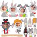 Thyle 24 Pcs Easter Bunny Picture Frame Craft Kits Wooden Bunny Photo Craft Hanging Ornaments Decorative for Easter Class Game Activities Gifts