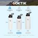 Sports Water Bottle 32oz, Insulated Water Bottle with Handle,Stainless Steel,Simple Modern,Suitable for Travel, School, Boy, Girl(White)
