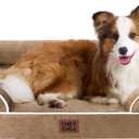 EHEYCIGA Memory Foam Large Dog Bed with Sides, Waterproof Orthopedic Dog Beds for Large Dogs, Non-Slip Bottom & Egg-Crate Foam Large Dog Couch Bed with Washable Removable Cover, Camel, 42x 33 in