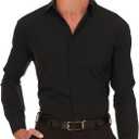 Nautica Slim Fit Mens Dress Shirts Long Sleeve Performance Polyester Fabric Wrinkle Free 4-Way Stretch (L)