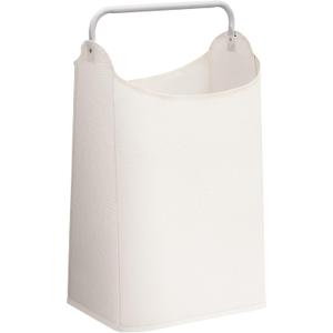 STORAGE MANIAC Large Laundry Hamper with Sturdy Metal Handle, Collapsible Laundry Basket, Freestanding Waterproof Clothes Hamper for Laundry Room, Bedroom, Dorm, Towels, Toys, White (1 Pack)