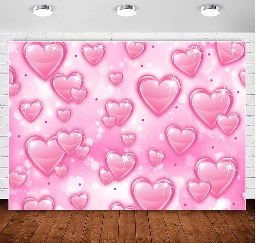 Pink Heart Early 2000s Backdrop Y2K Party Decorations,90s Old School Backdrops for Glamour Photoshoot Womens 18th 30th Birthday Banner Valentines Background Girls Kids Portrait Selfie Props 7x5ft