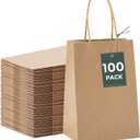 GSSUSA 100 Pack Paper Gift Bags 5.25x3.75x8'' Small Paper Bag with Handles Bulk, Brown Kraft Bag for Small Business, Sturdy Grocery Retail Shopping Birthday Party Favor Craft Bags (5.25X3.75X8 Inch (Pack of 100))