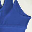 Jar of Love Women's Workout Tank Top with Built-in Shelf Bra-V-Neck Racerback Ribbed Cami for Gym, Yoga, Running (Blue, S)