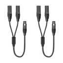 2FT XLR Female to Dual Male Y Splitter Cable, XLR Y Cable Splitter 1 Female to 2 Male for Micphone Mixer- 2Pack