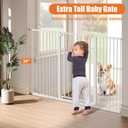 keny 36" Extra Tall Baby Gate for Stairs, 29"-55" Wide Auto Close Dog Gate for Doorways, Pressure Mounted Easy Walk Through Pet Gate with Door, White
