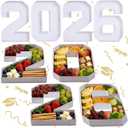 2026 Graduation Decorations - 4 Pcs 2026 Charcuterie Fillable Numbers Charcuterie Board Box Serving Trays Graduation Centerpieces for Tables Grad Party Decorations Supplies(White)