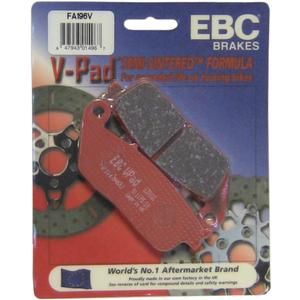 EBC Brakes British Made Semi-Sintered V-Pads FA196V to Fit BUELL,INDIAN,HONDA,LYNDALL BRAKE CALIPERS,LEXMOTO,TRIUMPH HINCKLEY PRODUCED MACHINES,KAWASAKI,VICTORY,SUZUKI,YAMAHA