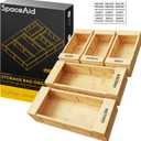 SpaceAid Bag Storage Organizer for Kitchen Drawer, Bamboo Organizer, Compatible with Gallon, Quart, Sandwich and Snack Variety Size Bag (5 Pack Set)