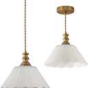 JTYQEISW 10.62-inch White Pendant Light Single-Head Island Pendant Light E26 Socket Adjustable Height Pendant Light Kitchen Bar Pendant Light Bedside Pendant Light for Bedroom