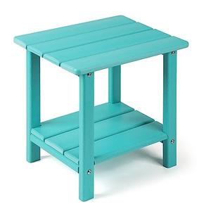 Apolimi Adirondack Outdoor Side Table, 2-Tier Sturdy Patio End Table Weather Resistant, 16.5" Solid Side Table for Patio, Pool, Porch