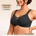 LetsJoli Minimizer Bras for Women Full Coverage Plus Size Comfort T Shirt Unlined Bra with Underwire for Heavy Breast (Black, XL)