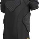 Youth Boys Football Rib Protector for Paintball Baseball Compression Padded Chest Protective (New Black Padded Shirt), Size: Y-L(Chest 28.5inch~30.5inch)