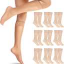 HAOWA 9 Pack Women's Knee High Stocking Nylon Pantyhose Socks, Nude, Large