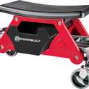 Powerbuilt Heavy Duty Roller Mechanics Seat and Brake Stool with 4-in. Rubber Swivel Casters Roll Over Anything, Big Seating Platform, Slide Out Tool Trays and Drawer 300 lb. Capacity  240036