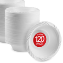 Stock Your Home (120 Pack) 12 oz Elegant White Plastic Bowls for Parties Small Disposable Bowl for Fancy Dinner or Cocktail Party, Soup and Salad, Thick and Sturdy