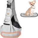 CUBY Dog and Cat Sling Carrier - Hands Free Reversible Pet Papoose Bag - Soft Pouch and Tote Design - Suitable for Puppy, Small Dogs Cats Outdoor (Grey Senior, Adjust Strap 2.0)