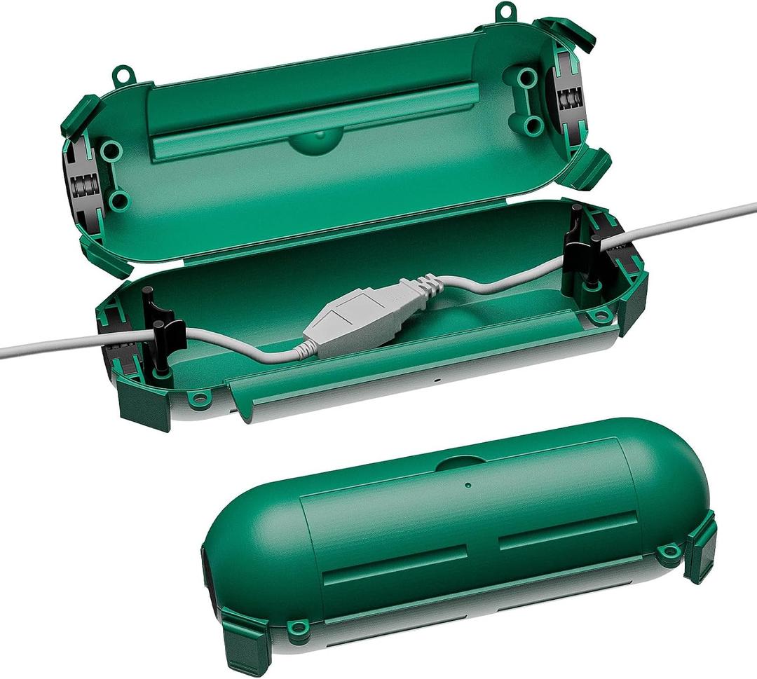 iwillink 2 Pack Outdoor Extension Cord Cover Waterproof, Green | IP44 Weatherproof Electrical Connection Box for Outdoor Outlet, Plug, Socket, Holiday Decoration, Power Tool