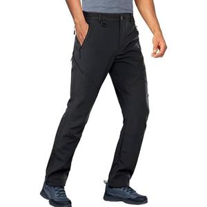 Stlight Mens Snow Ski Water Repellent Softshell Pants for Winter Hiking Fleece Lined Bottom Leg Zipper with 6 Zip Pockets 30x32